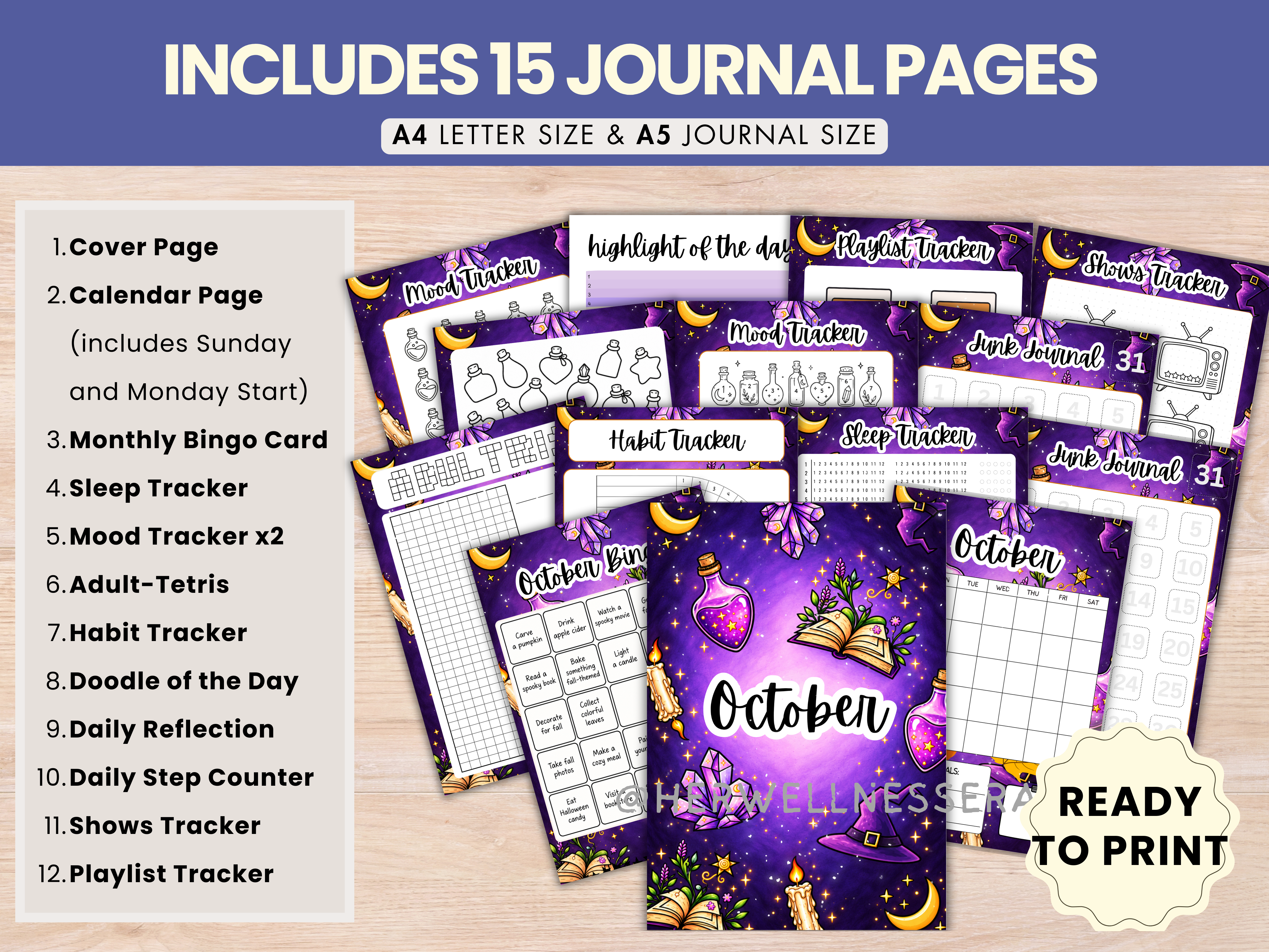 Witch Potions October Bullet Journal Bundle