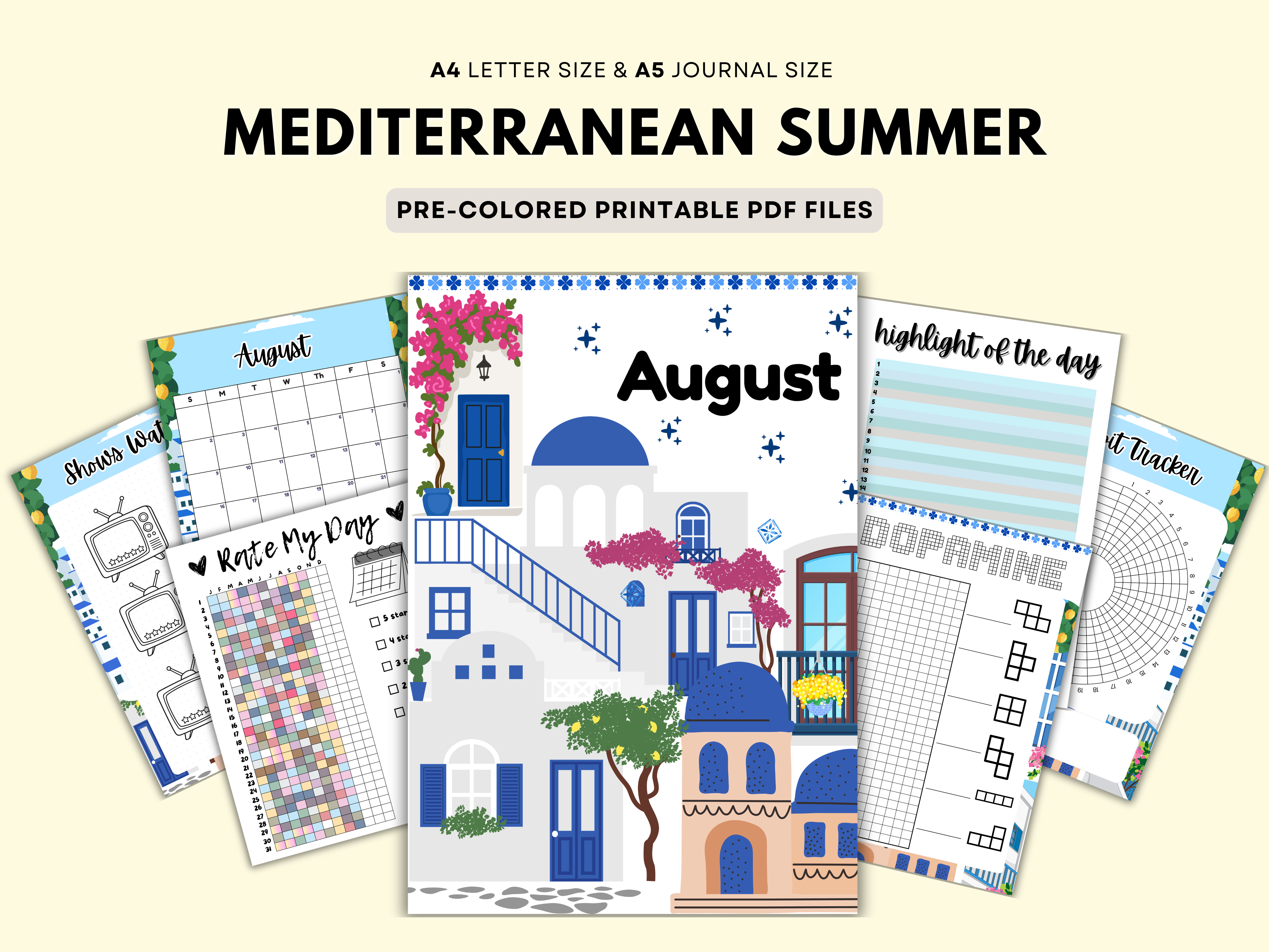 August Journal Bundle - Pre Colored Pages